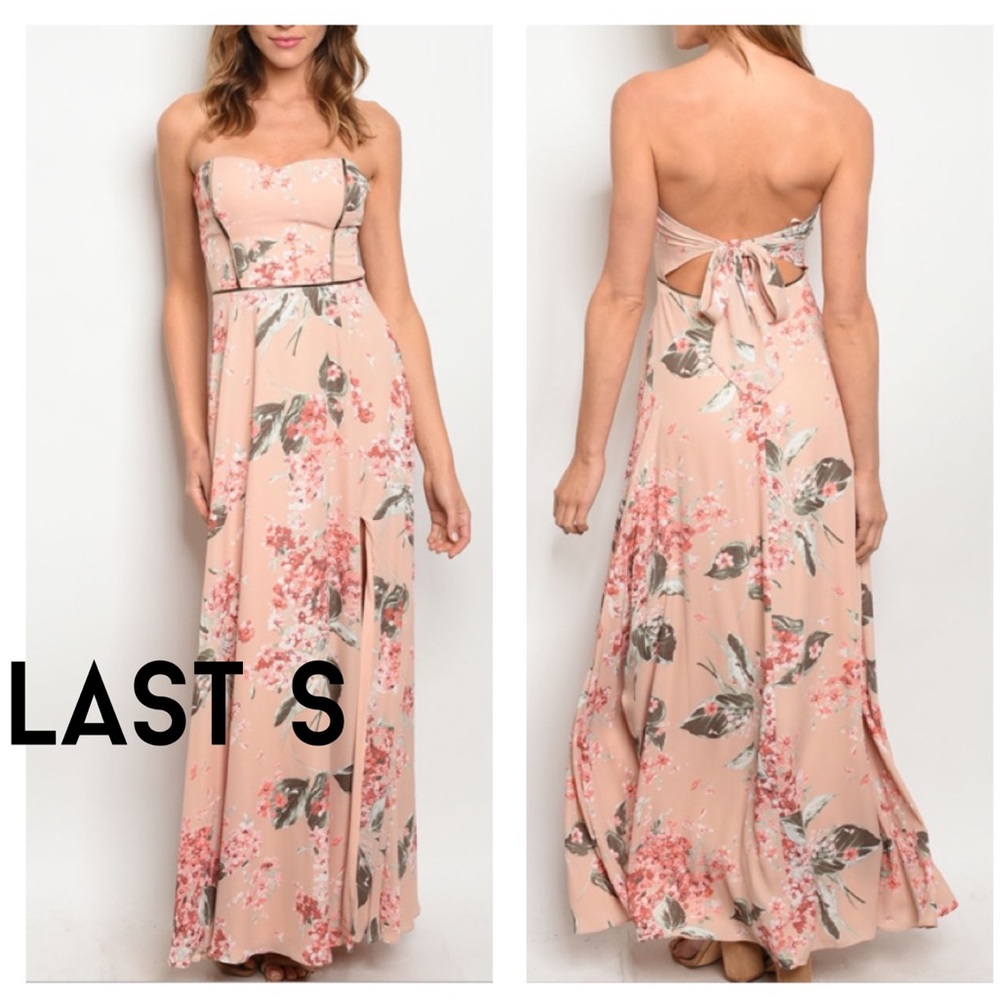 LAST S❤️Blush strapless floral dress - Picture 3 of 9